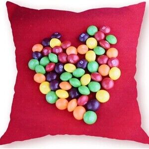 New 18”18 Colorful  Candy Heart Sweet Love Pattern Decorative Square Pillow